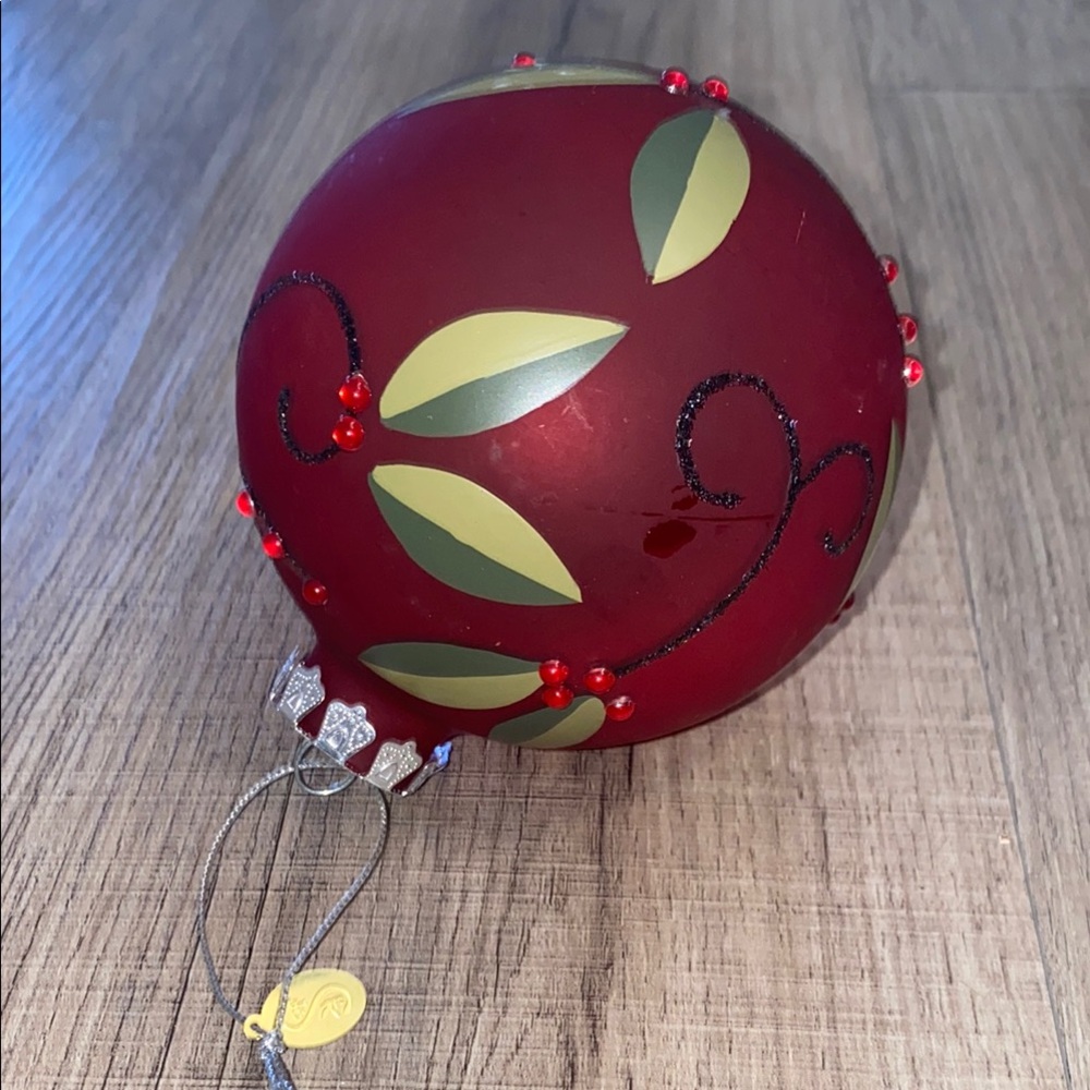 Elegant Red Holly Holiday Ornament